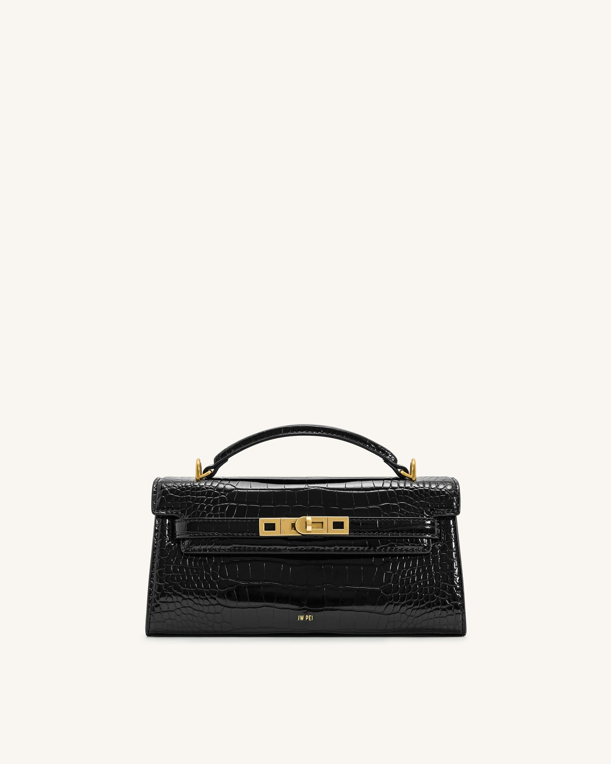 Noor Top Handle Bag - Black Croc - JW PEI LATAM