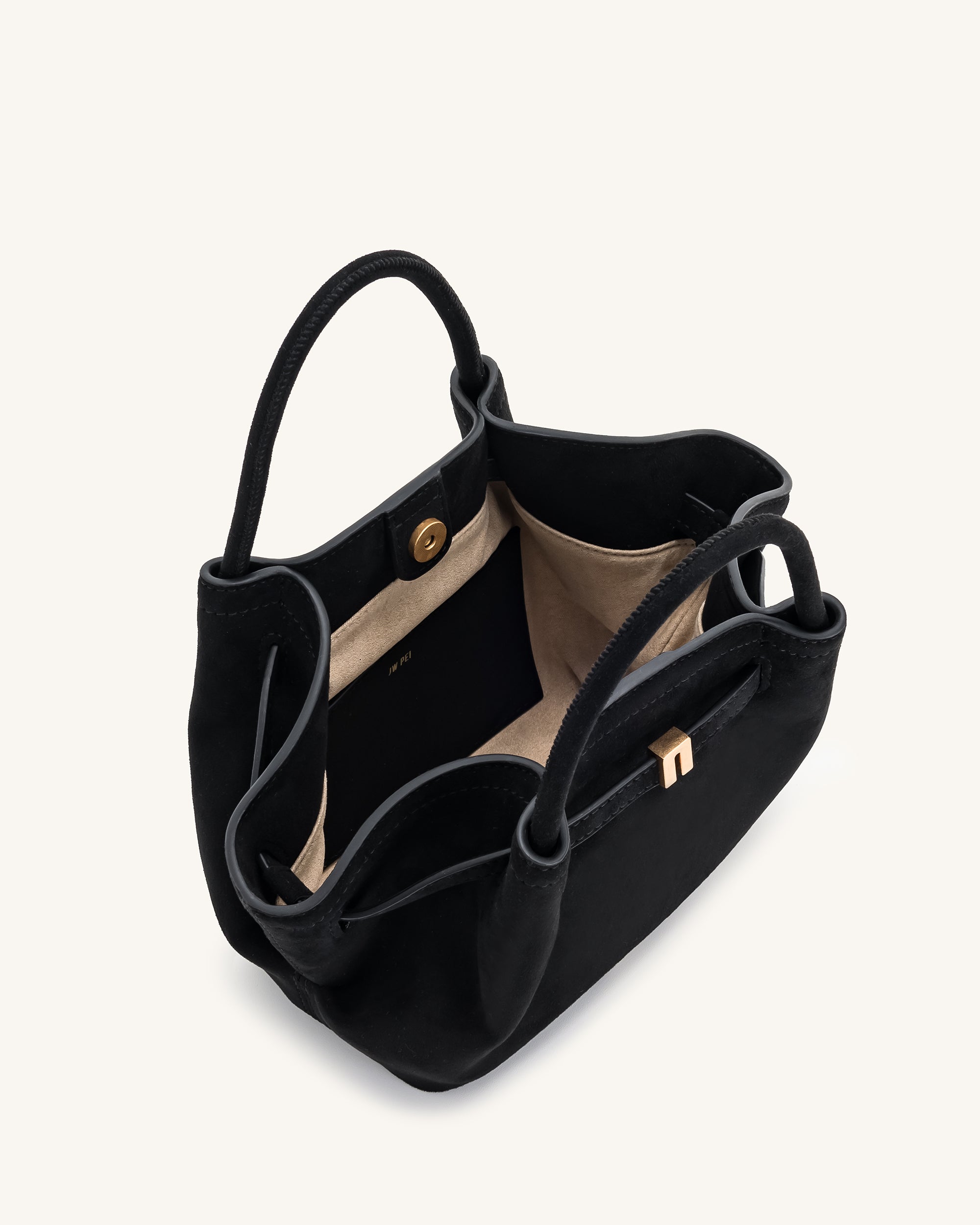 Hana Mini Faux Suede Tote Bag - Black - JW PEI LATAM