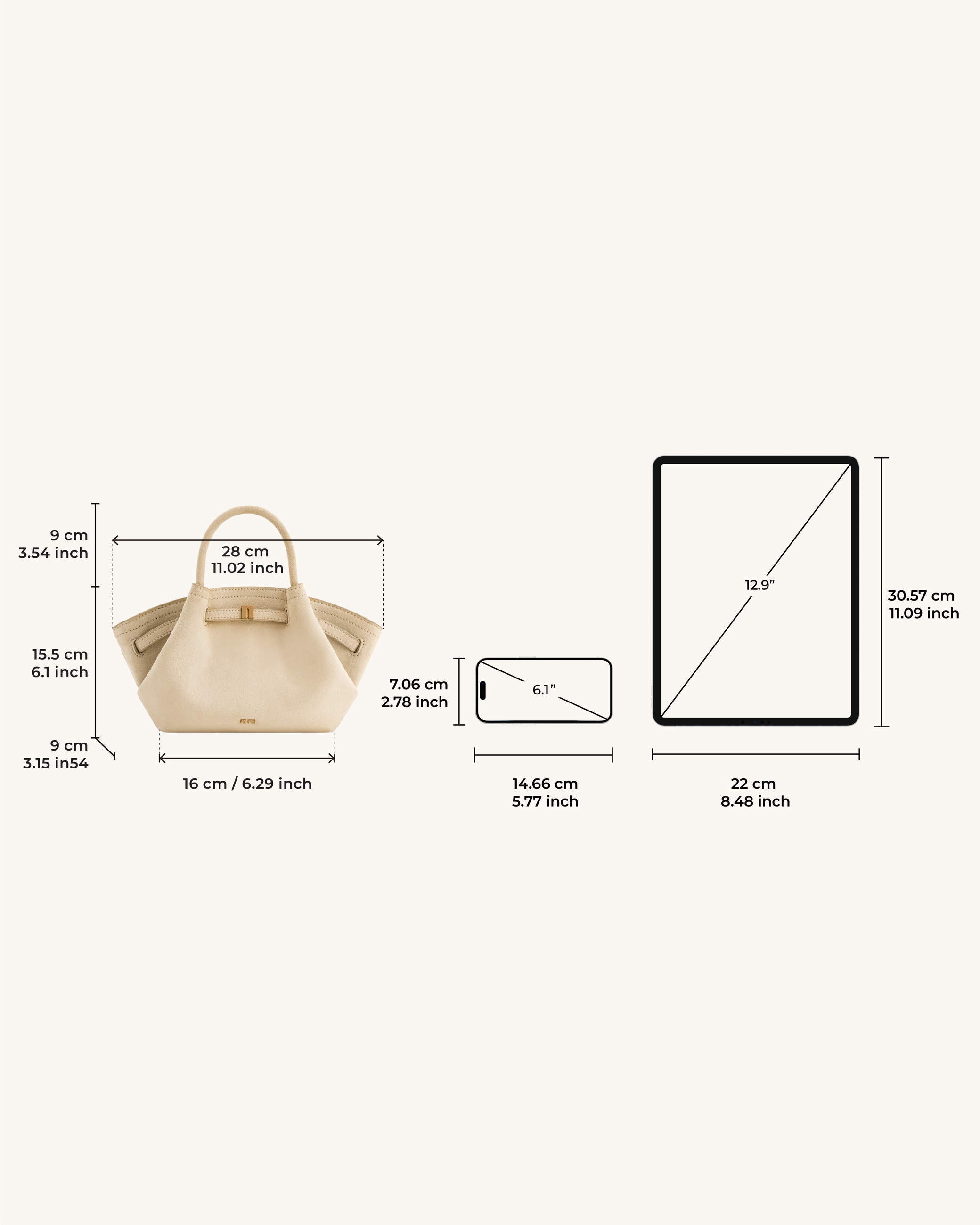 Hana Mini Faux Suede Tote Bag - Off White - JW PEI LATAM