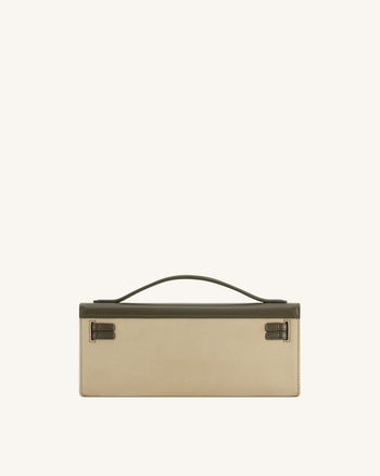 Bria Faux Suede Structured Top Handle Bag - Dark Olive