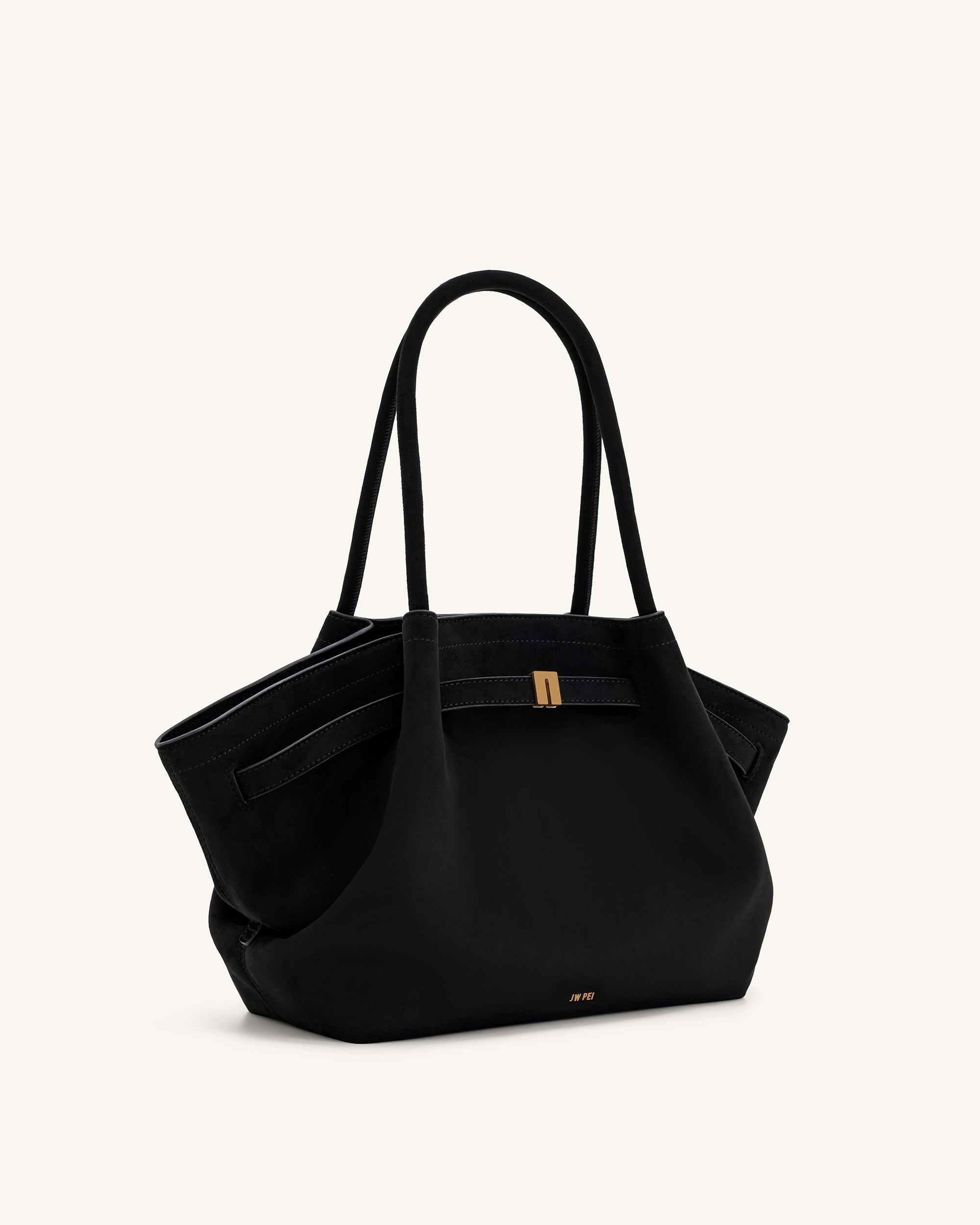 hana ⭐︎ Hana Medium Faux Suede Tote Bag - Black - JW PEI LATAM