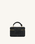 Cleo Artificial Crystal Box Shape Top Handle Bag - Black