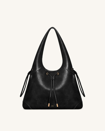Celandra Drawstring Hobo Bag - Black