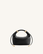 Ellie Metal Ring Embellished Top Handle Bag - Black