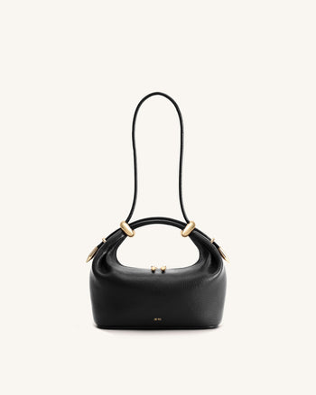 Ellie Metal Ring Embellished Top Handle Bag - Black