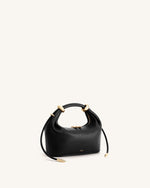 Ellie Metal Ring Embellished Top Handle Bag - Black