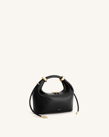 Ellie Metal Ring Embellished Top Handle Bag - Black
