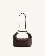 Ellie Metal Ring Embellished Top Handle Bag - Dark Brown