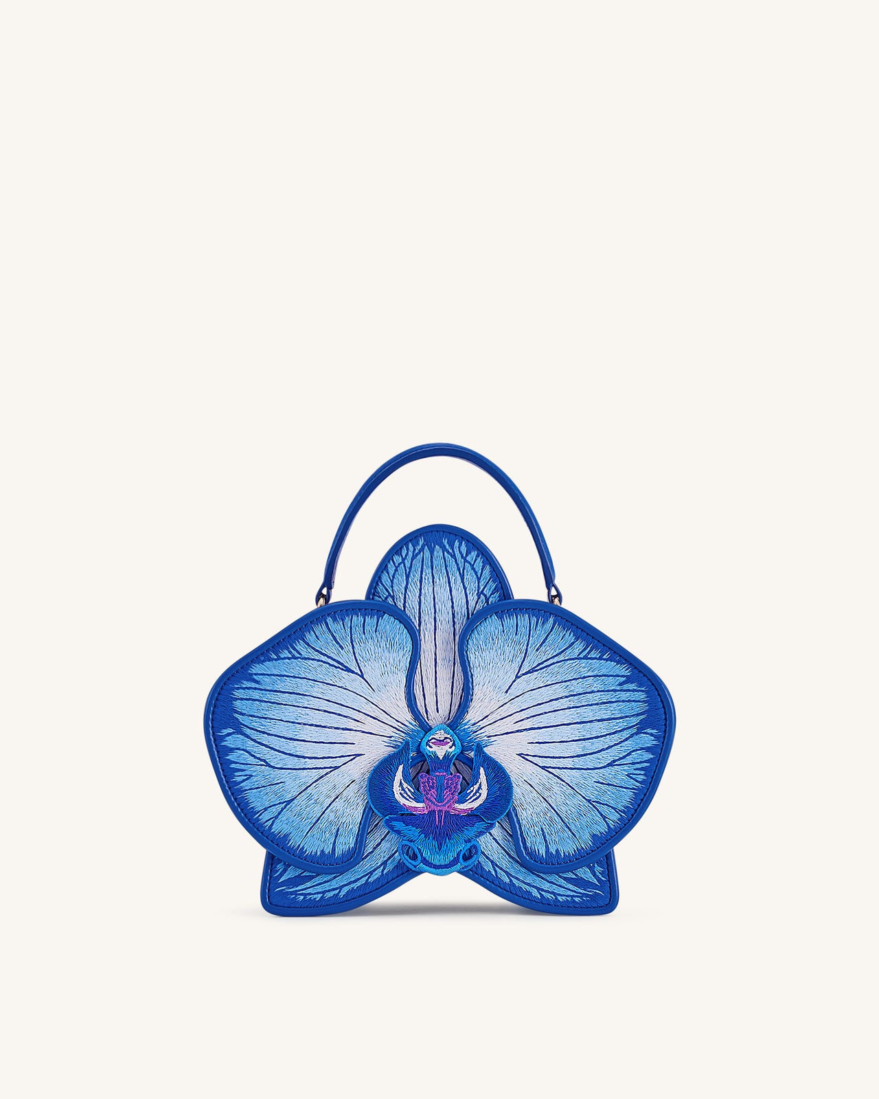 Flora Orchid Shaped Top Handle Bag - Blue