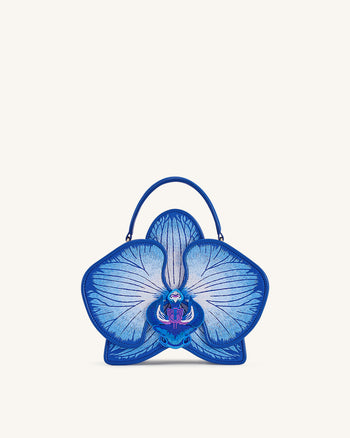 Flora Orchid Shaped Top Handle Bag - Blue