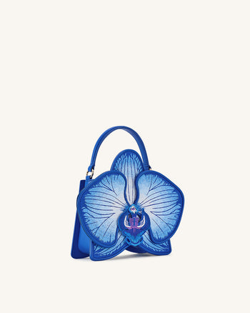 Flora Orchid Shaped Top Handle Bag - Blue