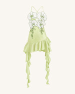 Orchid Embroidered Ruffle Hem Mini Dress - Light Green
