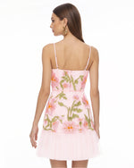 Floral Sling Mini Dress - Rose Pink