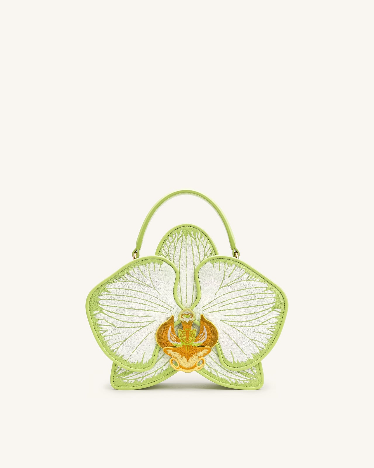 Flora Orchid Shaped Top Handle Bag - Light Green