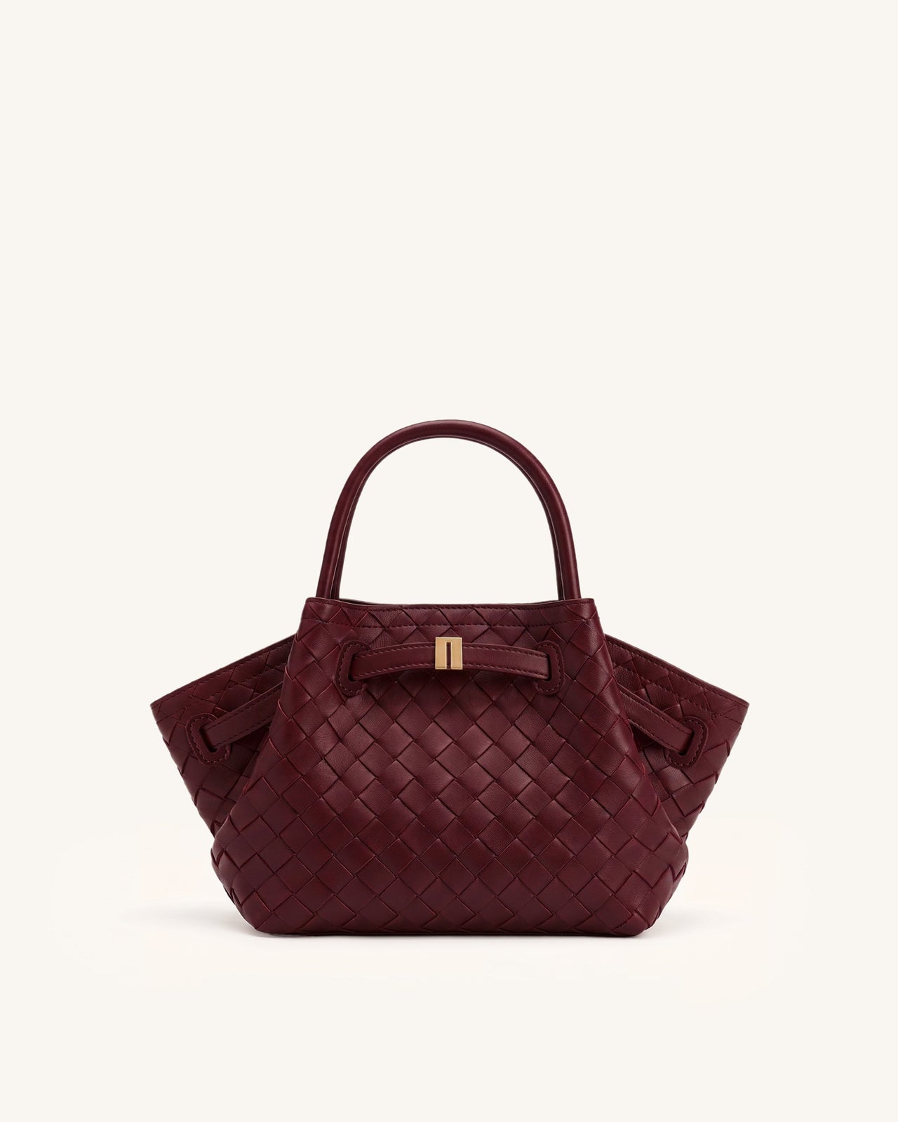 Hana Mini Woven Tote Bag - Dark Burgundy