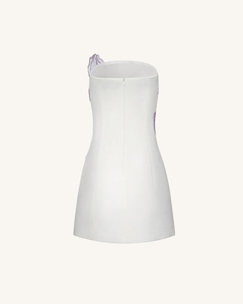 Iris Floral Print Strapless Dress - White