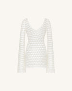 Pointelle Knit Keyhole Mini Dress - White