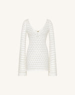 Pointelle Knit Keyhole Mini Dress - White