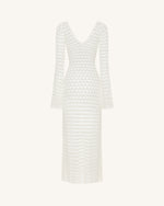 Pointelle Knit Keyhole Maxi Dress - White