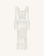 Pointelle Knit Keyhole Maxi Dress - White