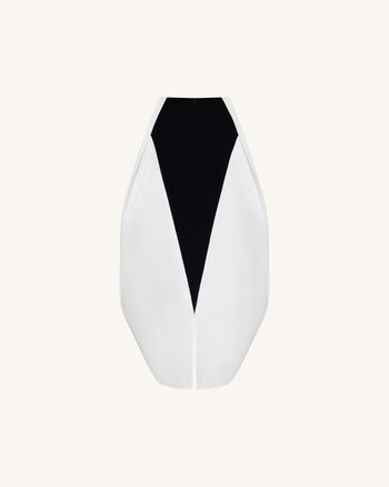 Monochrome Paneled Structured Pannier Maxi Skirt - Black
