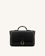 Mirelle Pebbled Top Handle Satchel - Black