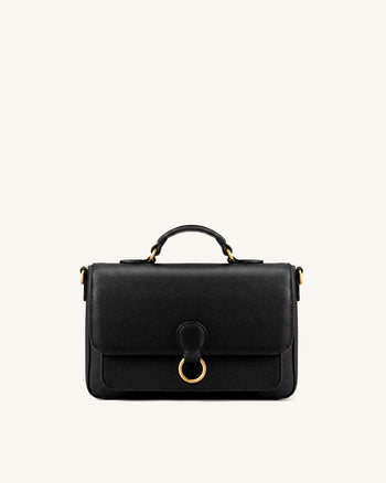 Mirelle Pebbled Top Handle Satchel - Black
