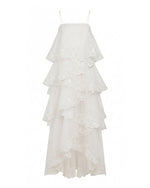 Orchid Embroidered Layered Maxi Dress - White
