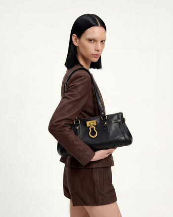 Yvette Elongated Tote Bag - Black