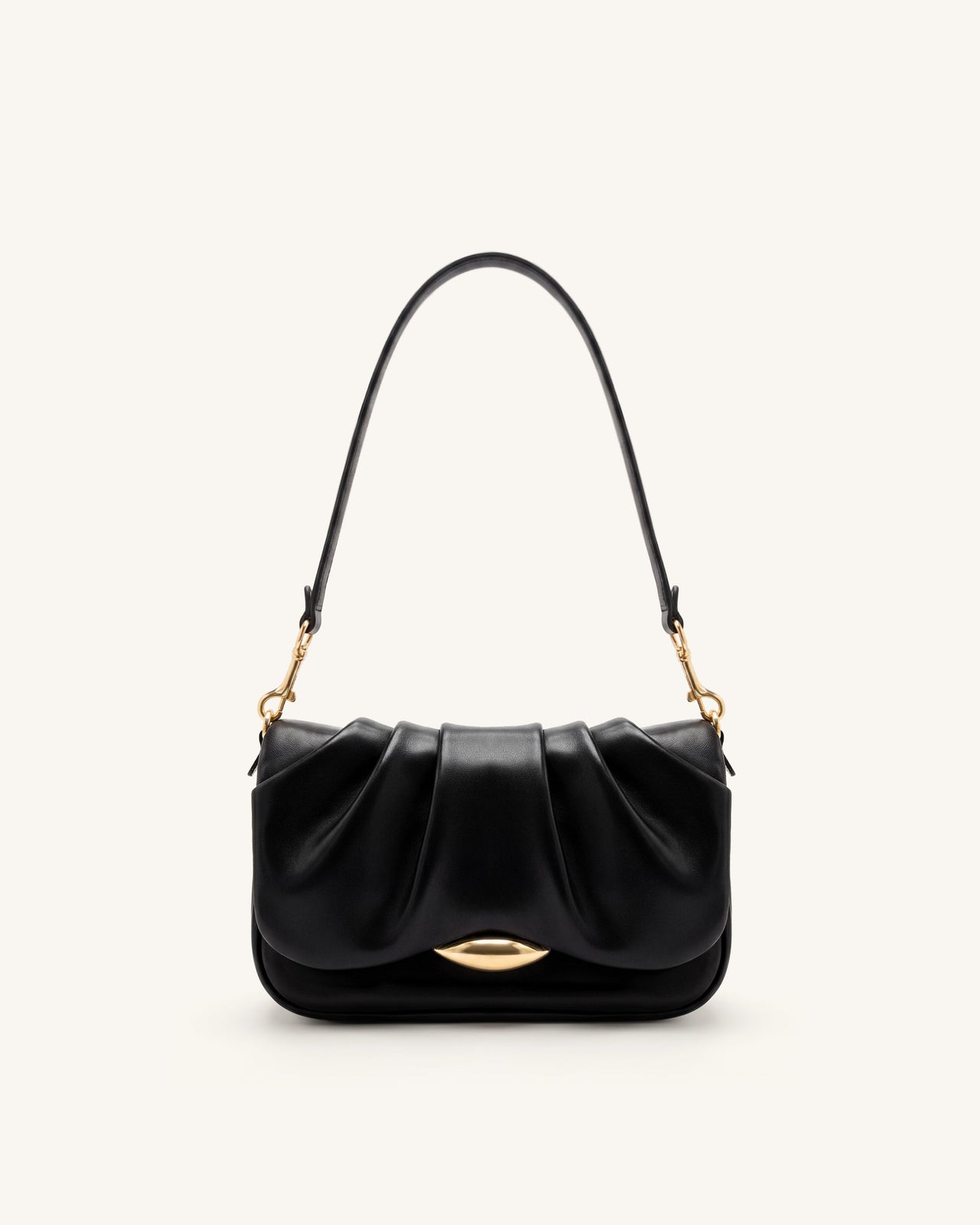 Sofia Ruched Shoulder Bag - Black