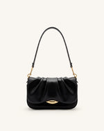 Sofia Ruched Shoulder Bag - Black