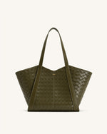 Kiana Large Capacity Weave Texture Tote Bag - Dark Olive