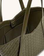Kiana Large Capacity Weave Texture Tote Bag - Dark Olive