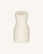 Strapless Floral Appliqué Dress - White