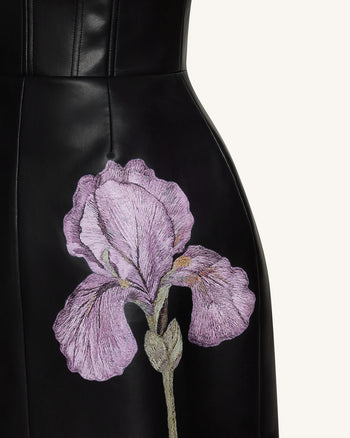Iris Floral Print Corset Dress - Black