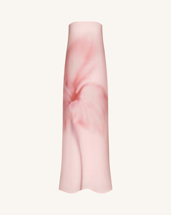 Watercolor Floral Print Strapless Maxi Dress - Pink