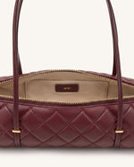 Marcella Quilted Cylinder Shoulder Bag - Burgundy