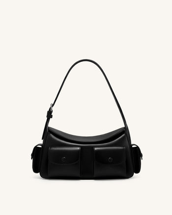 Corinne Multi-Pocket Shoulder Bag - Black