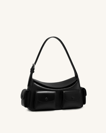 Corinne Multi-Pocket Shoulder Bag - Black