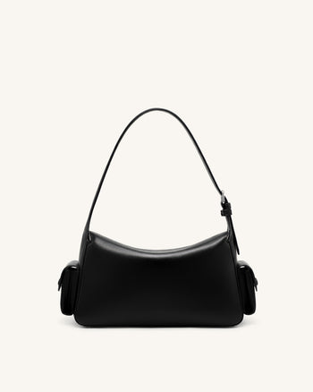 Corinne Multi-Pocket Shoulder Bag - Black