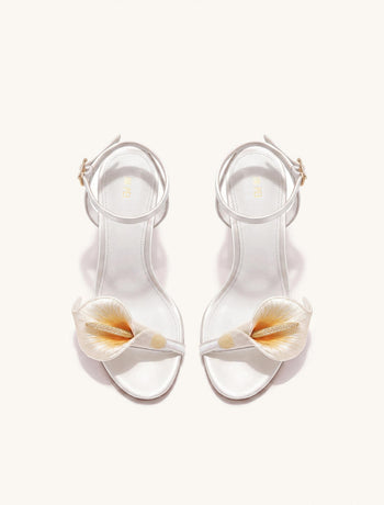 Alivia Calla Lily Gold Metal Heel Sandals - White