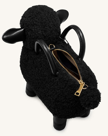 Luna Sheep Top Handle Bag - Black