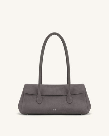 Solenne Faux Suede East-West Shoulder Bag - Taupe