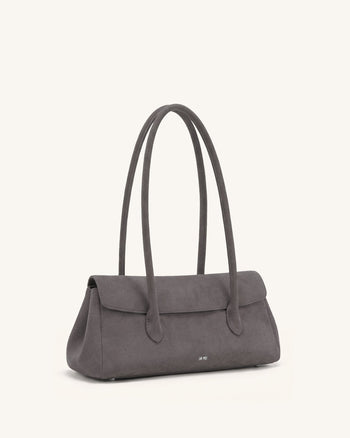 Solenne Faux Suede East-West Shoulder Bag - Taupe