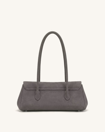 Solenne Faux Suede East-West Shoulder Bag - Taupe