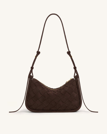 Zirelle Woven Faux Suede Hobo Bag - Brown