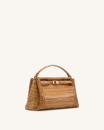 Carmen Top Handle Bag - Khaki Croc