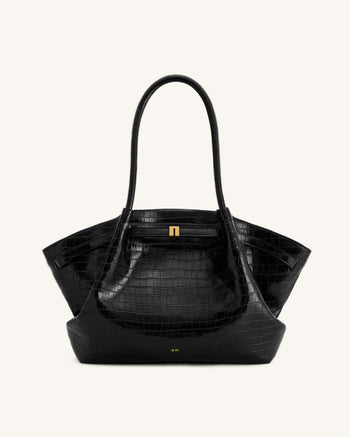 Hana Large Tote Bag - Black Croc