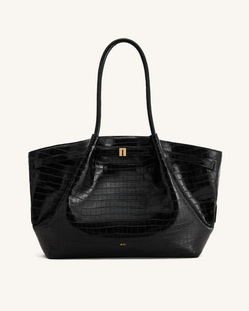 Hana Large Tote Bag - Black Croc