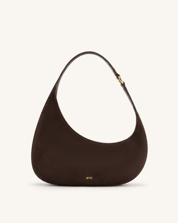 Harlee Faux Suede Shoulder Bag - Dark Brown